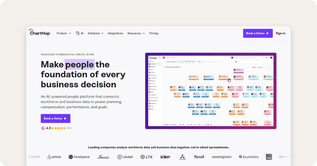 ChartHop homepage.