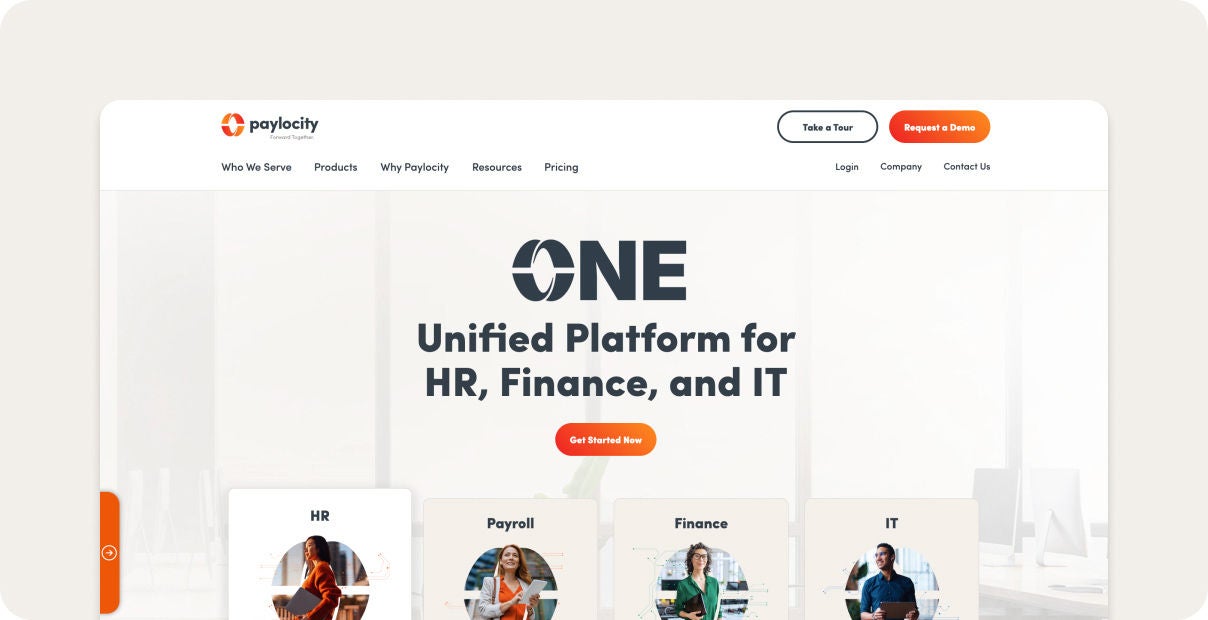 Paylocity homepage.