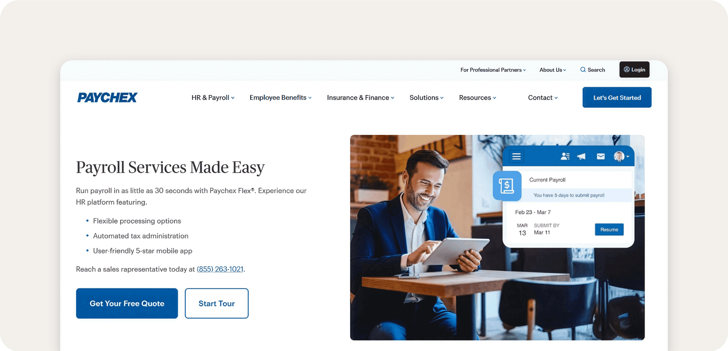 Paychex website homepage.