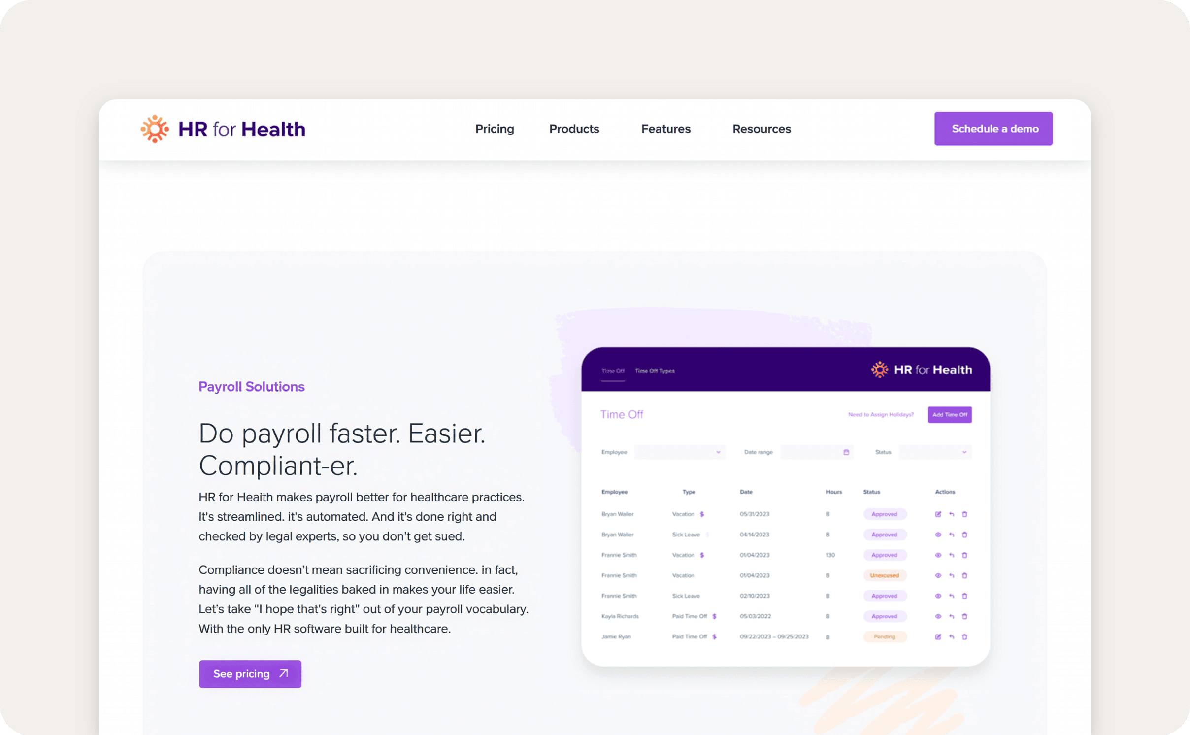 HR for Health website homepage.