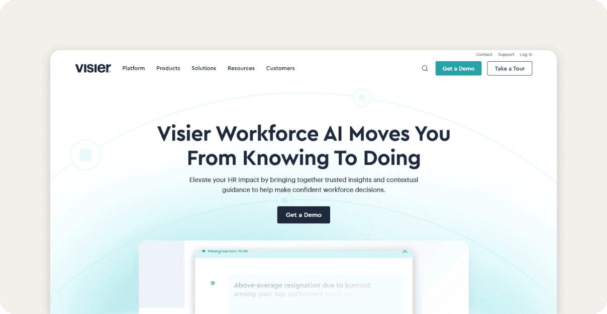 Visier homepage.